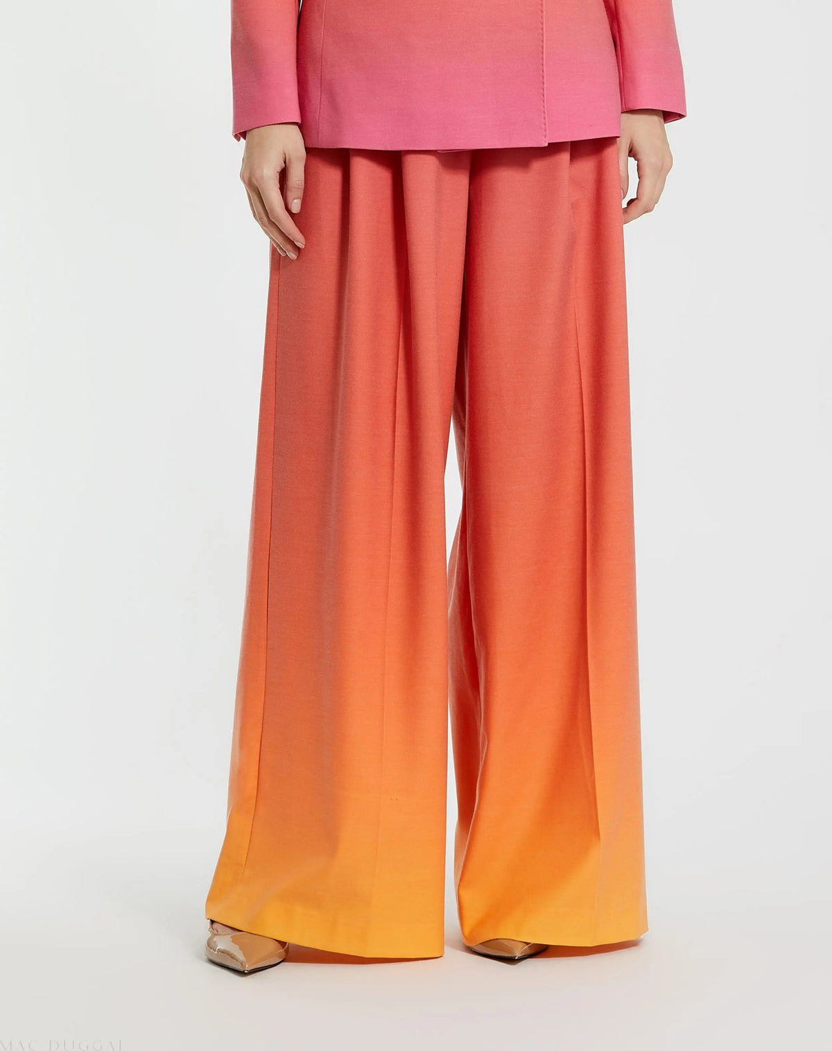 Multicolor Ombre Crepe Wide Leg Trouser Pant - FINAL SALE