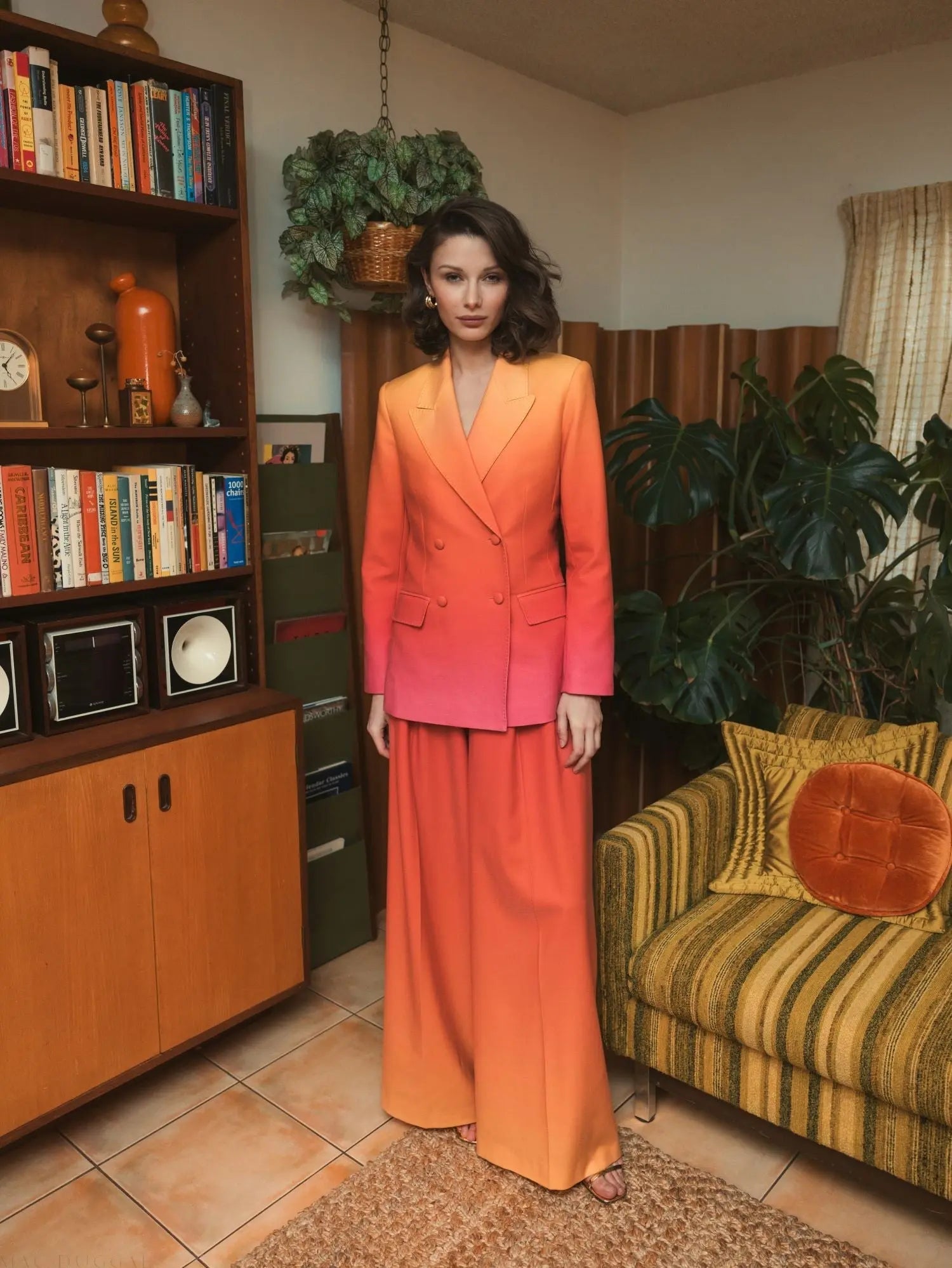 Multicolor Ombre Crepe Wide Leg Trouser Pant - FINAL SALE